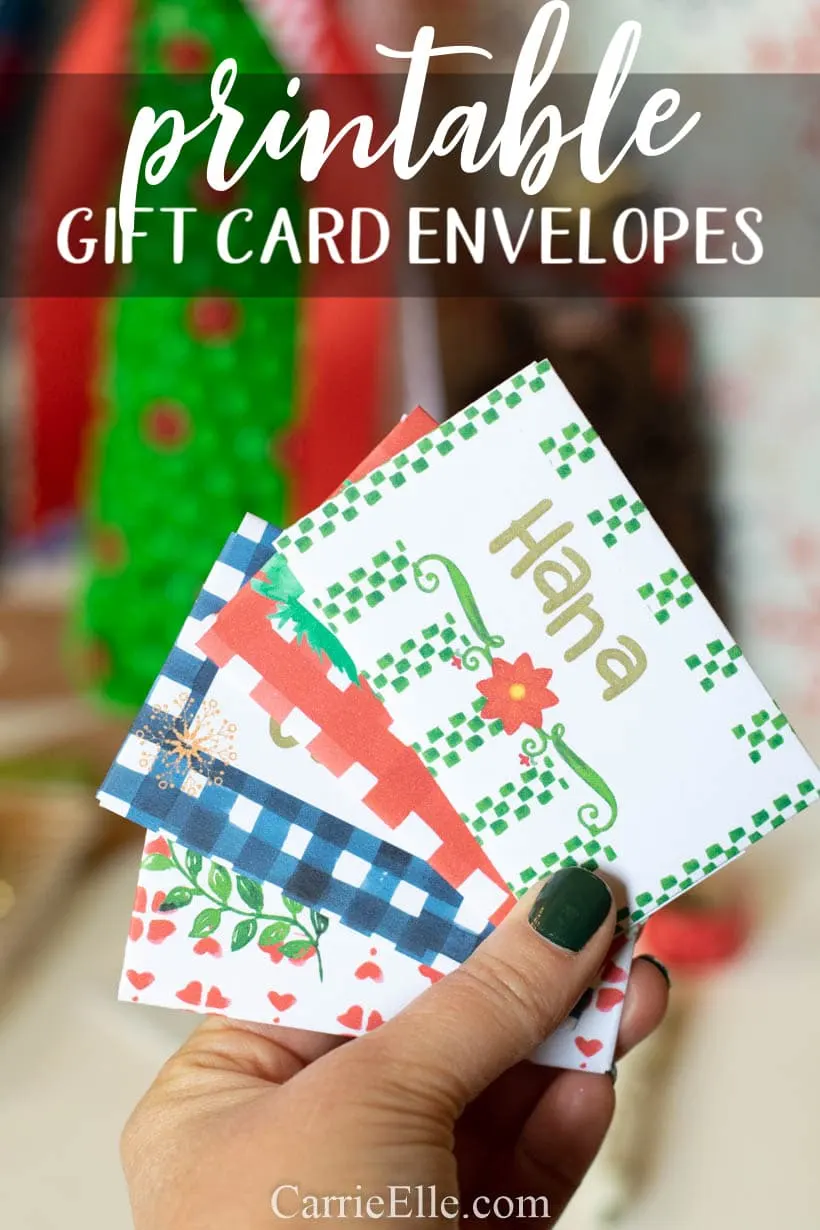 printable christmas gift card envelope - carrie elle